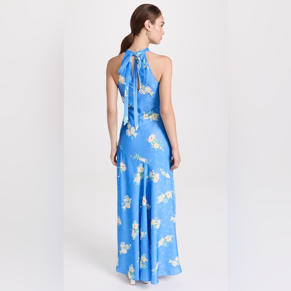 LOVESHACKFANCY Brinda Silk Maxi Dress in
Blueberry Lemonade - Picture 4 of 10